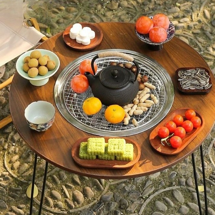 야외 바베큐 가정용 무연 바베큐 휴대용 접이식 바베큐 테이블 숯불 바베큐 야외 정원 난로 차 끓이기