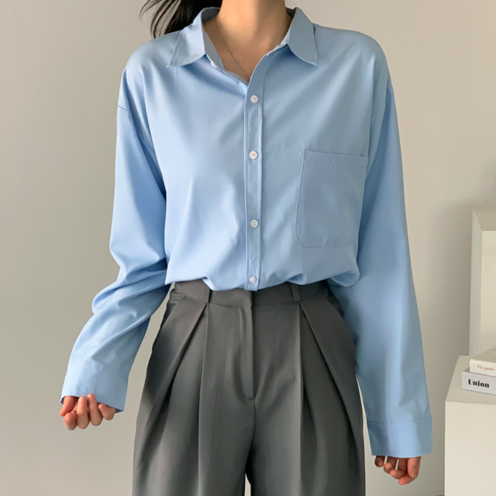 데일리브 여성용 스탠다드 오버핏 링클프리 베이직 셔츠 남방