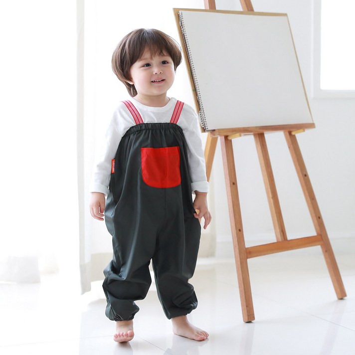 따블리에 멜빵형 유아동 미술전신가운