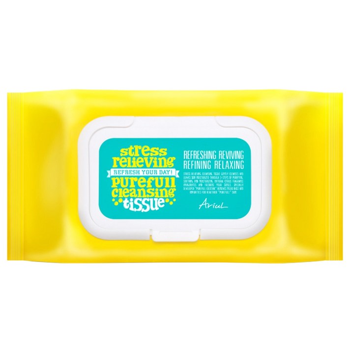 아리얼 스트레스 릴리빙 퓨어풀 클렌징 티슈, 80매, 1개
