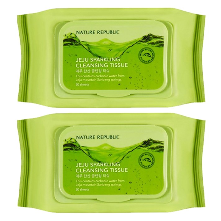 네이처리퍼블릭 제주 탄산 클렌징 티슈, 50매입, 2개