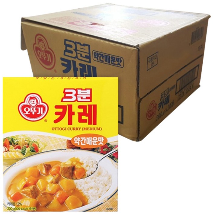 오뚜기 3분 카레 약간매운맛, 200g, 24개