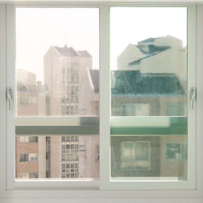 해담 무접착 사계절 창문 단열필름, 투명 그린