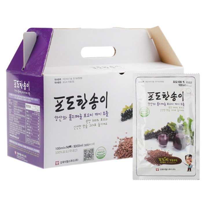 김재식헬스푸드 포도한송이 포도씨포도즙, 100ml, 50개입