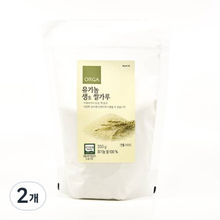  올가 유기농 생쌀가루, 350g, 2개 