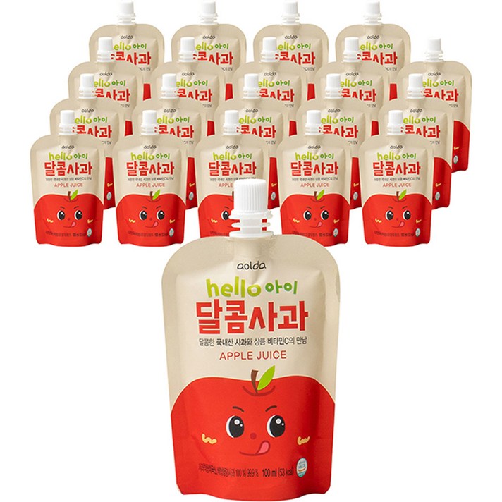 아올다 헬로아이 달콤사과 주스 100 ml, 사과맛, 20개, 100ml