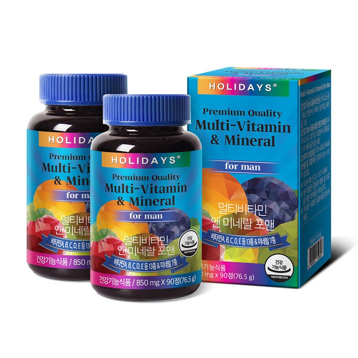 홀리데이즈 멀티비타민 앤 미네랄 포맨, 90정, 2개
