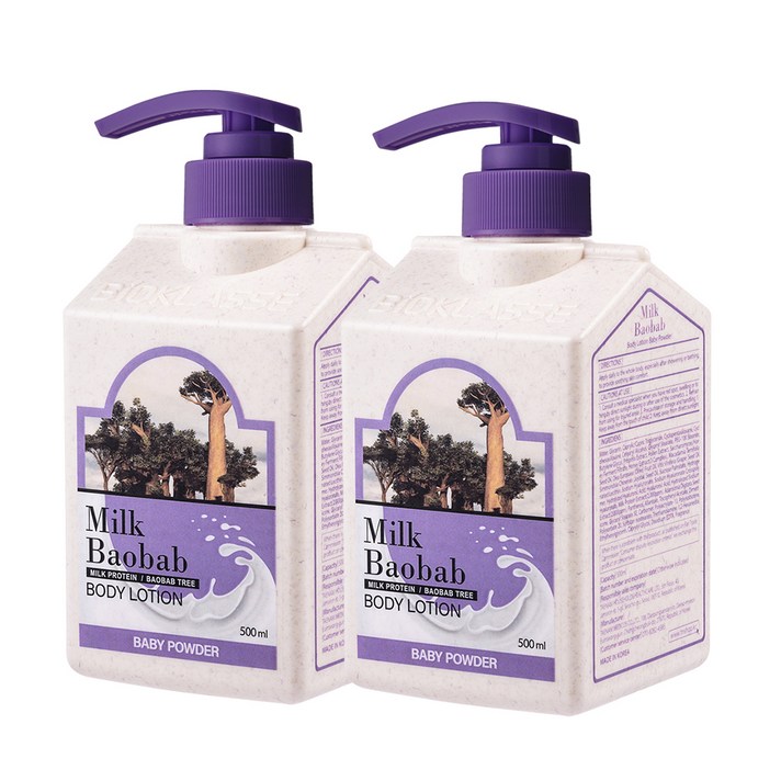 밀크바오밥 바디로션 베이비파우더향, 500ml, 2개