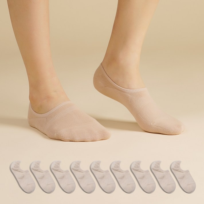 삭스팝 여성용 벗겨지지 않는 발등 덮는 NO빵꾸 페이크삭스 양말 10켤레