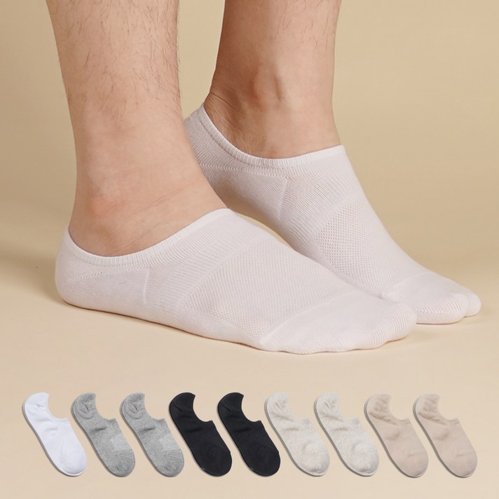 삭스팝 남성용 빅사이즈 벗겨지지 않는 발등 덮는 NO빵꾸 페이크삭스 10켤레 세트