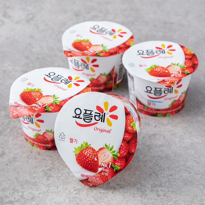 요플레 오리지널 딸기 요거트, 180g, 4개입