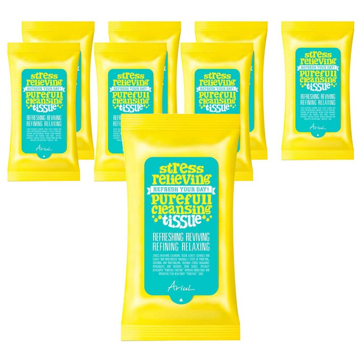 아리얼 스트레스릴리빙 퓨어풀 클렌징티슈, 15매, 8개
