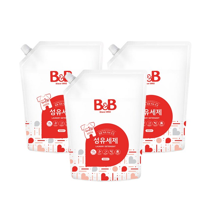 비앤비 섬유세제 리필 1500ml, 3개입