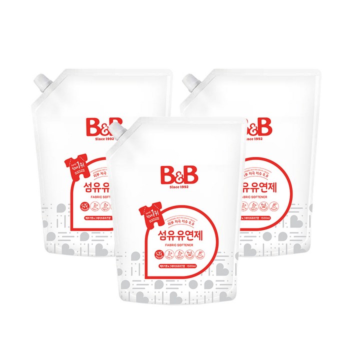 비앤비 섬유유연제 베르가못 앤 그레이프프루츠 리필형, 3개입, 1500ml