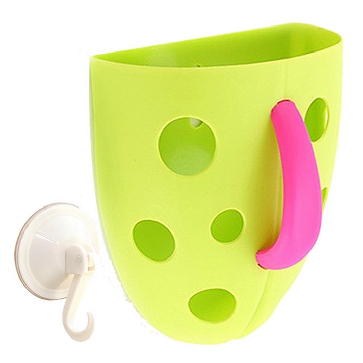 하늬통상 욕실 장난감 정리함+흡착고리, 그린