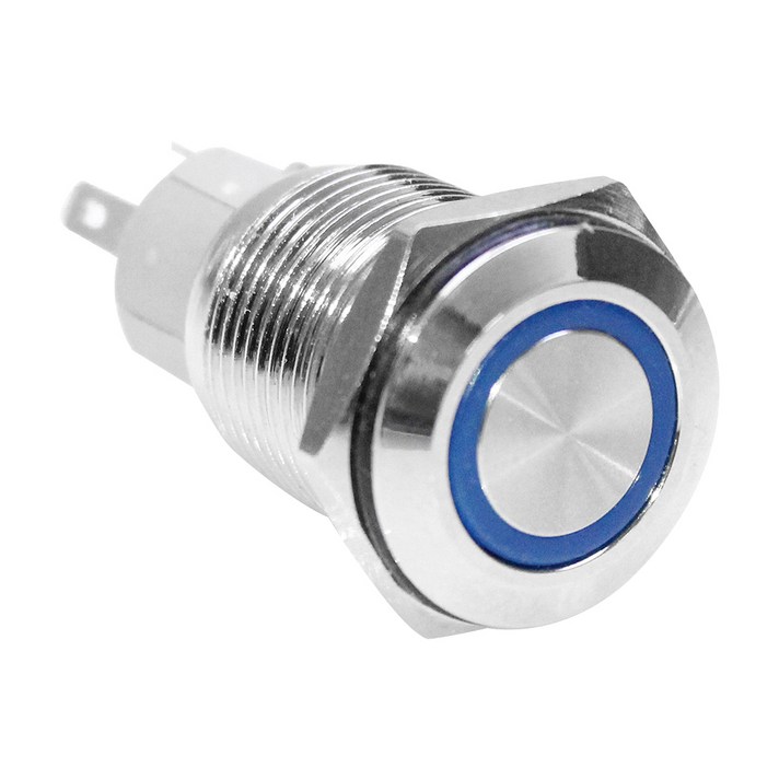 문라이트LED 원형 크롬 푸쉬락 스위치 ver 2 커넥터포함 블루, 1개