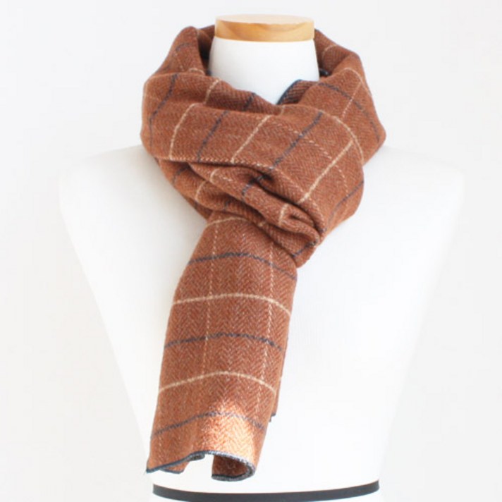 롸잇나우 울혼방 헤링본 체크 머플러 목도리