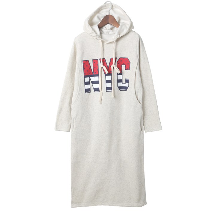 슈에뜨 기모 영문 후드롱 임산부 원피스