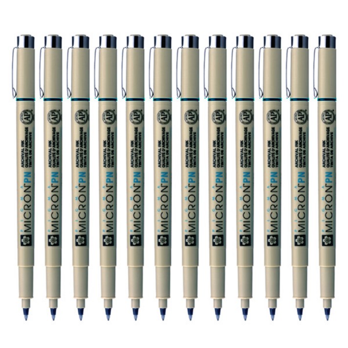 SAKURA 피그마 마이크론 PN 젤잉크펜 0.5mm, 블루블랙, 12개입