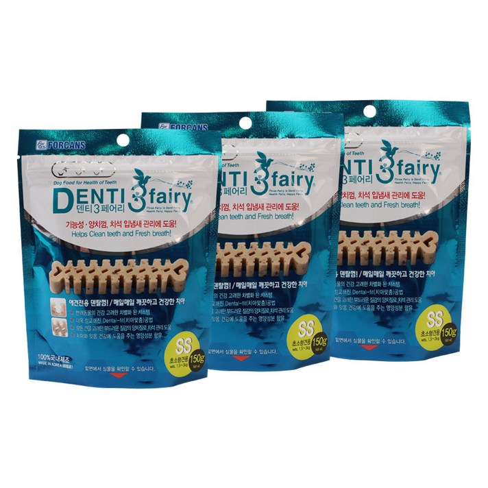 포켄스 덴티3페어리 강아지 덴탈껌 SS 150g, 타피오카, 3개