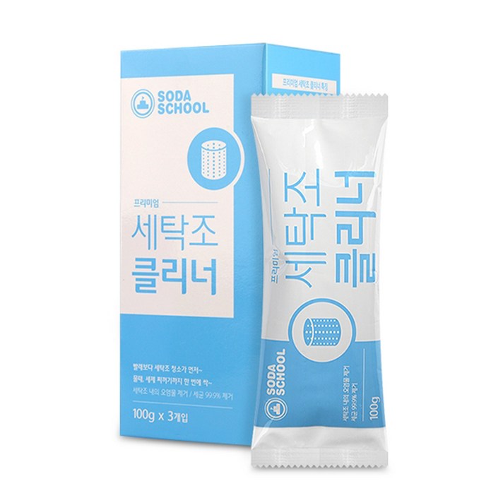  소다스쿨 프리미엄 세탁조 클리너, 3개, 100g 