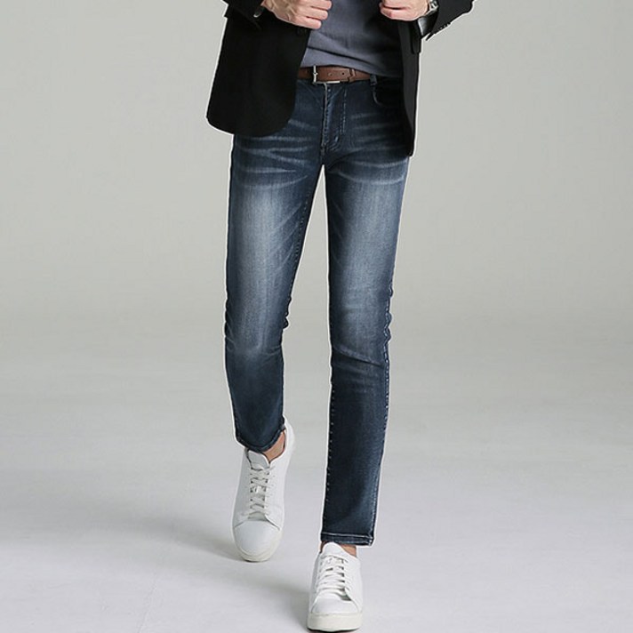 업클라스 남성용 버티컬 워싱 청바지 a055