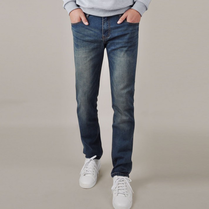 가이스토리 남성용 빅사이즈 사계절 워싱 스판 데님 템포드청바지