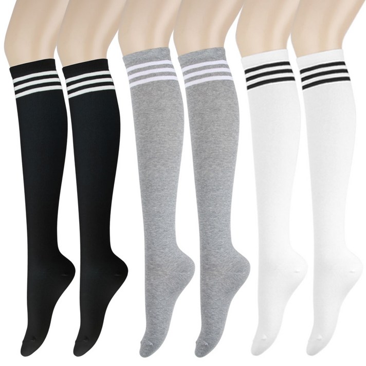 코지라벨 여성용 라인 포인트 삼선 니삭스 3종 x 2족 세트