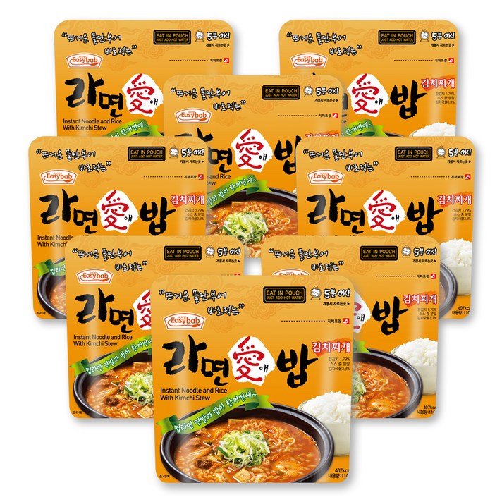 이지밥 라면애밥 김치찌개, 110g, 8개