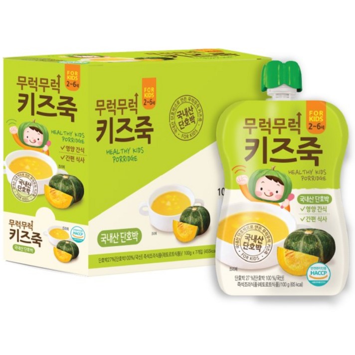 이유케어스 무럭무럭 키즈죽 100g, 단호박맛, 7개