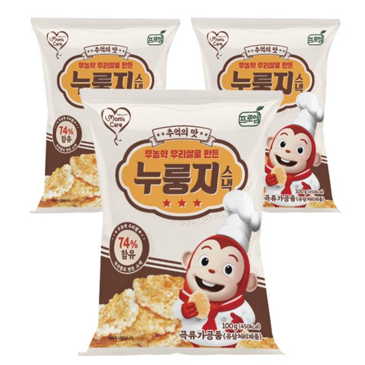 우리쌀로만든 누룽지스낵, 100g, 3개