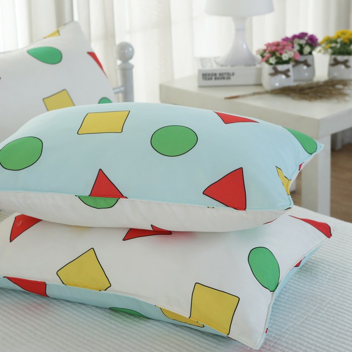  지베딩 마이크로화이바 빅짱구 베개커버 + 베개솜 2p, 스카이 