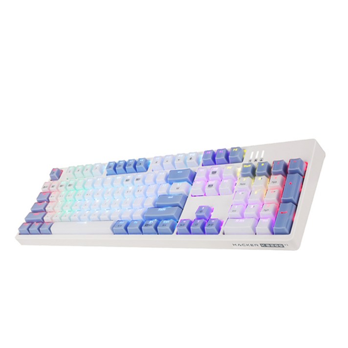 앱코 HACKER 카일광축 완전방수 크리스탈 레인보우 키보드, K8200, 바디(화이트), LED(V1 WHITE + BLUE RAINBOW)