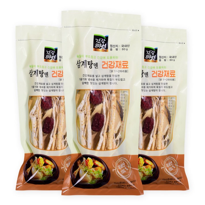 건강의벗 삼계탕엔 건강재료, 80g, 3개