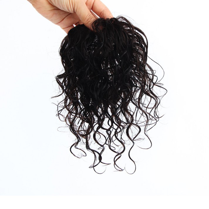 여우가발 통풍성이 좋은 여름 인모 에어매쉬 웨이브 정수리 부분가발 W2040 소, 자연검정