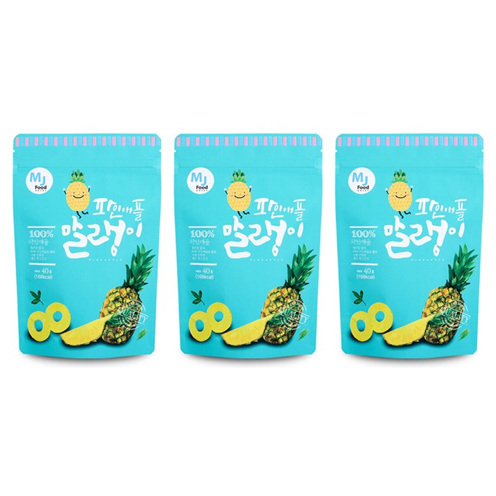 엠제이푸드 파인애플 말랭이, 40g, 3개