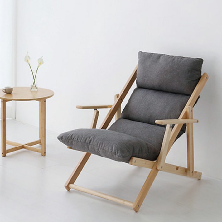 마켓비 FORMI 접이식 고무나무 안락의자, 내추럴 + 라이트그레이