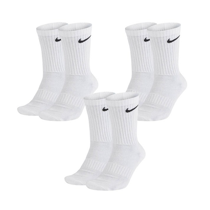 나이키 에브리데이 라이트 웨이트 크루 장목 양말 SX7676-100, 화이트