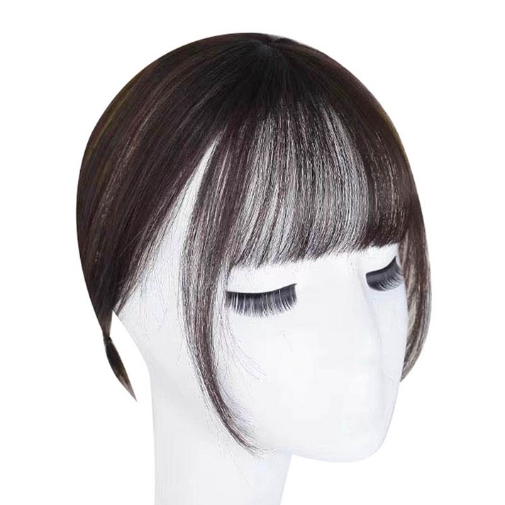 여성용 인모 정수리 앞머리 일체형 가발 90% B타입, 1개, 다크브라운