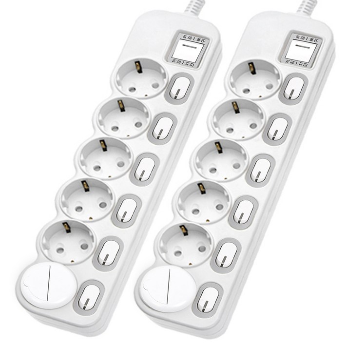 에코파워탭 LED 메인 개별 과부하차단 멀티탭 6구 EPM-L306 + 안전커버, 2.5m, 2세트