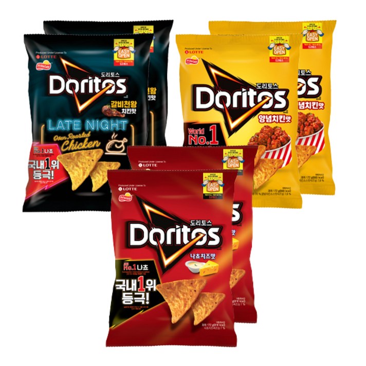 도리토스 양념치킨맛 172g x 2p + 갈비천왕치킨맛 대 172g x 2p + 치즈 대 172g x 2p, 1세트