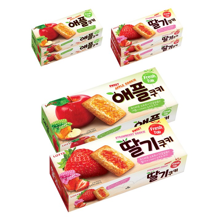 롯데제과 애플쿠키 230g 3p + 딸기쿠키 230g 3p 세트, 1세트