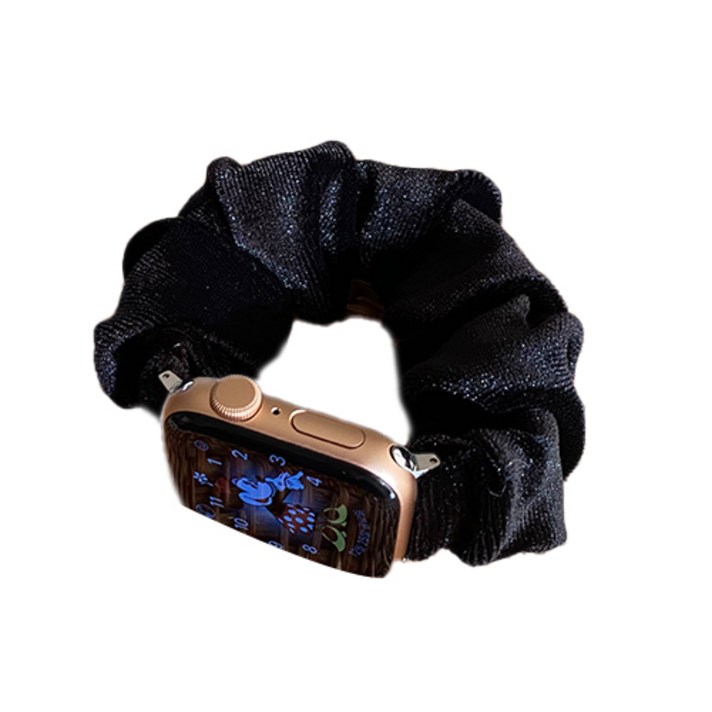 애프리 Afree 애플워치 7 3 se 스크런치 곱창밴드 스트랩 벨벳 블랙 42mm/44mm/45mm
