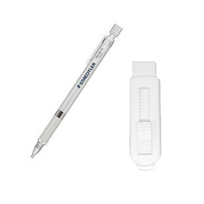 스테들러 메탈 제도샤프 실버 바디 925-25 + 슬라이딩 지우개 화이트 세트, 1세트, 1.3mm