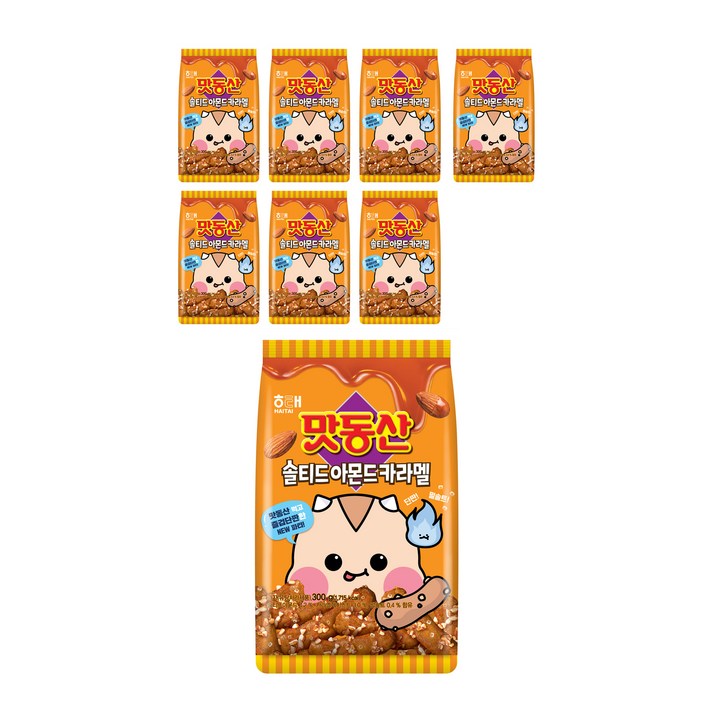 해태제과 맛동산 솔티드아몬드 카라멜, 300g, 8개