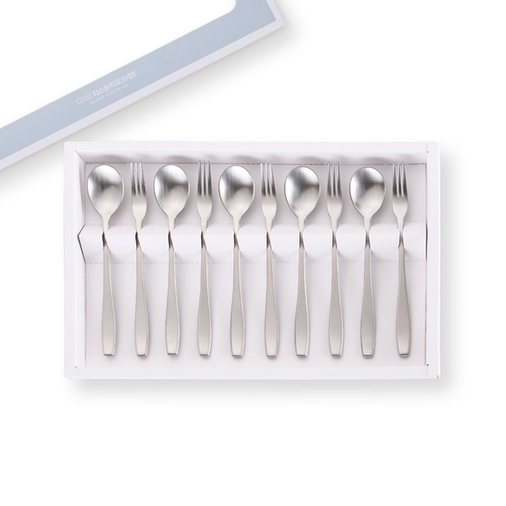 삼미수저 기본 무광 티스푼 5p + 과일포크 5p 세트, 1세트