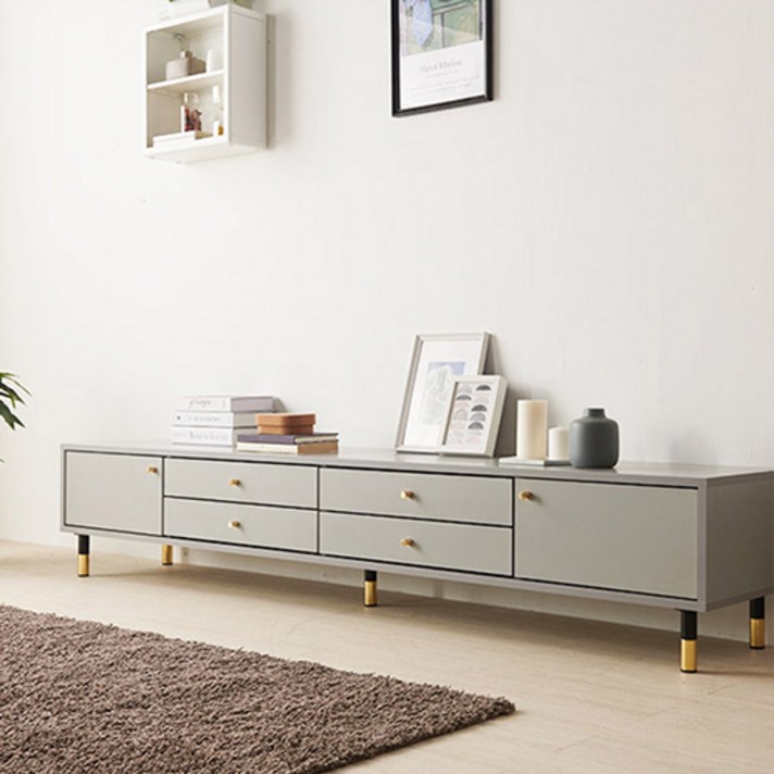  리빙디자인연구소 헤이몰리 브라우니 티비다이 거실장 2100 방문설치, 그레이 