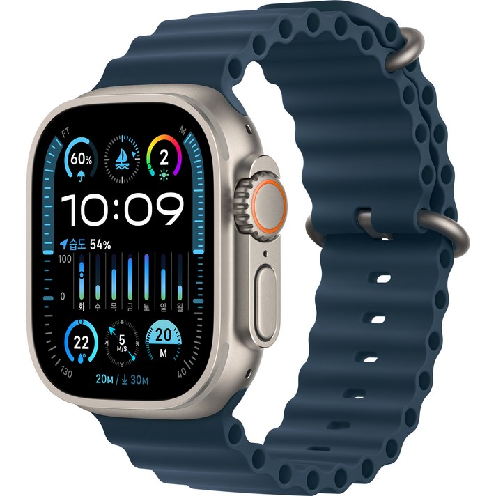  Apple 애플워치 Ultra 2 티타늄 오션 밴드, 블루, 49mm, GPS+Cellular, Regular 