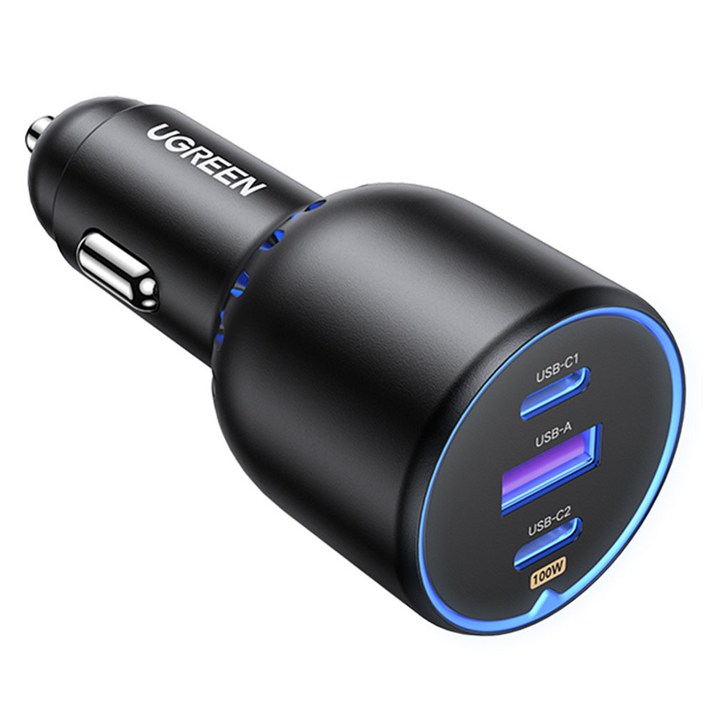 유그린 차량용 시거잭 트리플 130W PD PPS QC 고속 충전기, CD293, 블랙 유그린 차량용 시거잭 트리플 130W PD PPS QC 고속 충전기, CD293, 블랙