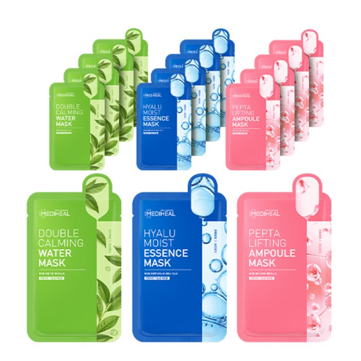 메디힐 더블 카밍 워터 마스크 5p + 히알루 모이스트 에센스 마스크 5p + 펩타 리프팅 앰플 마스크 5p, 1세트